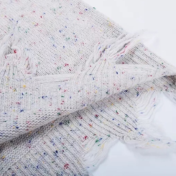 LAST ONE Frayed Confetti Distressed Knit Sweater - Picture 7 of 12